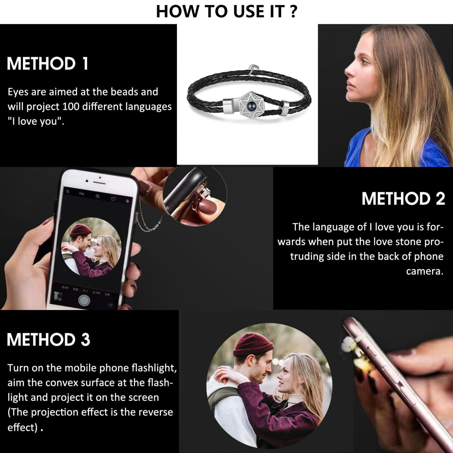 Personalised Magnetic Projection Bracelet Custom Photo Couple Bracelet Creative Gift for Her-Jessemade AU