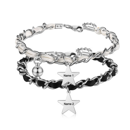Personalised 2 Names Couple Bracelet Set Adjustable Bracelet Star Gift for Couples-Jessemade AU