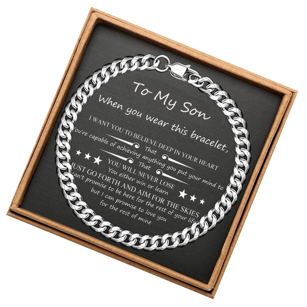 To My Son Believe Deep In Your Heart Cuban Chain Bracelet Birthday Gift-Jessemade AU