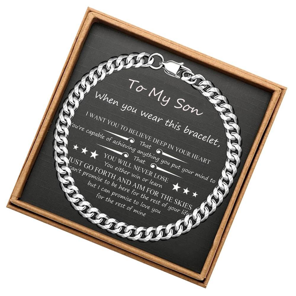 To My Son Believe Deep In Your Heart Cuban Chain Bracelet Birthday Gift-Jessemade AU