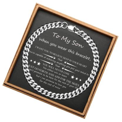 To My Son Believe Deep In Your Heart Cuban Chain Bracelet Birthday Gift-Jessemade AU