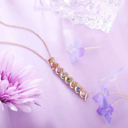 Personalised Necklace Cascading Pendant with 7 Birthstones Engraving 7 Names Gifts for Her-Jessemade AU