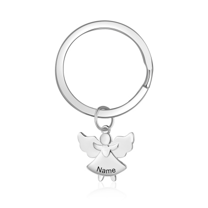 Personalised Guardian Angel Keychain Customised Name Stainless Steel Keyring Message Card Special Gift-Jessemade AU