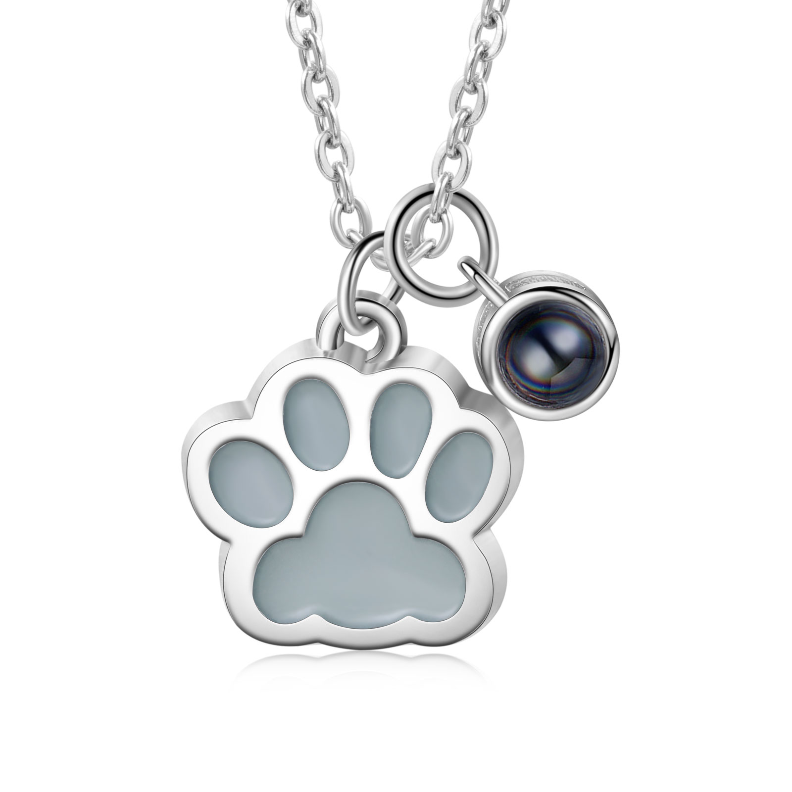 Personalised Dog Paw Pendant Couple Necklace Set Custom Photo Projection Necklace Romantic Gifts For Him/Her-Jessemade AU