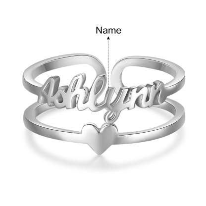Heart Name Ring Personalised 1 Name Classic Rings for Her-Jessemade AU