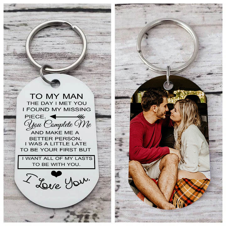 To My Wife/Husband Custom Photo Keyring Couple Keychain Stainless Steel Keychain Valentine's Day Gift for Couples-Jessemade AU