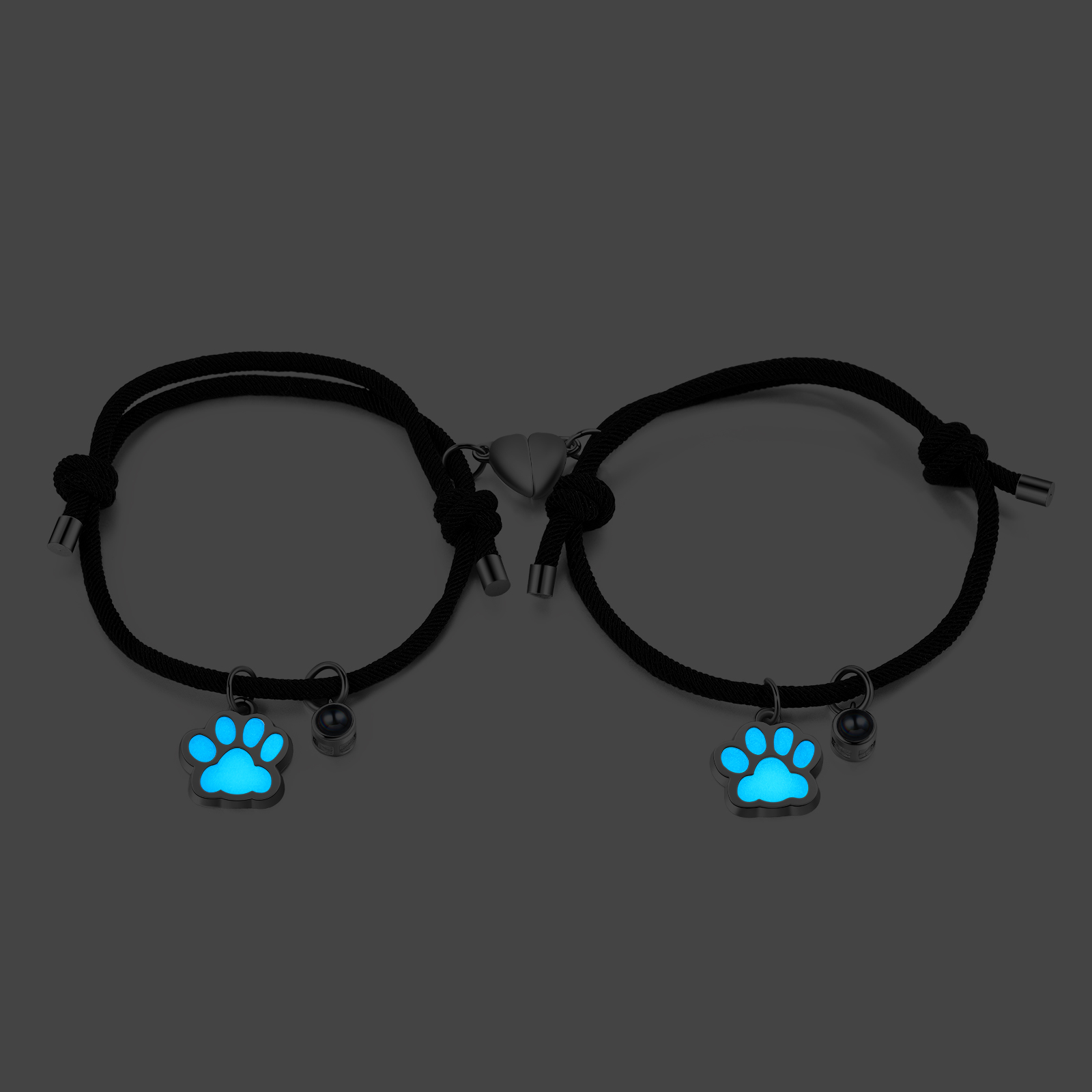 Personalised Photo Projection Bracelet Set Dog Paw Fluorescent Magnetic Bracelet Matching Gifts For Couples/Friends-Jessemade AU
