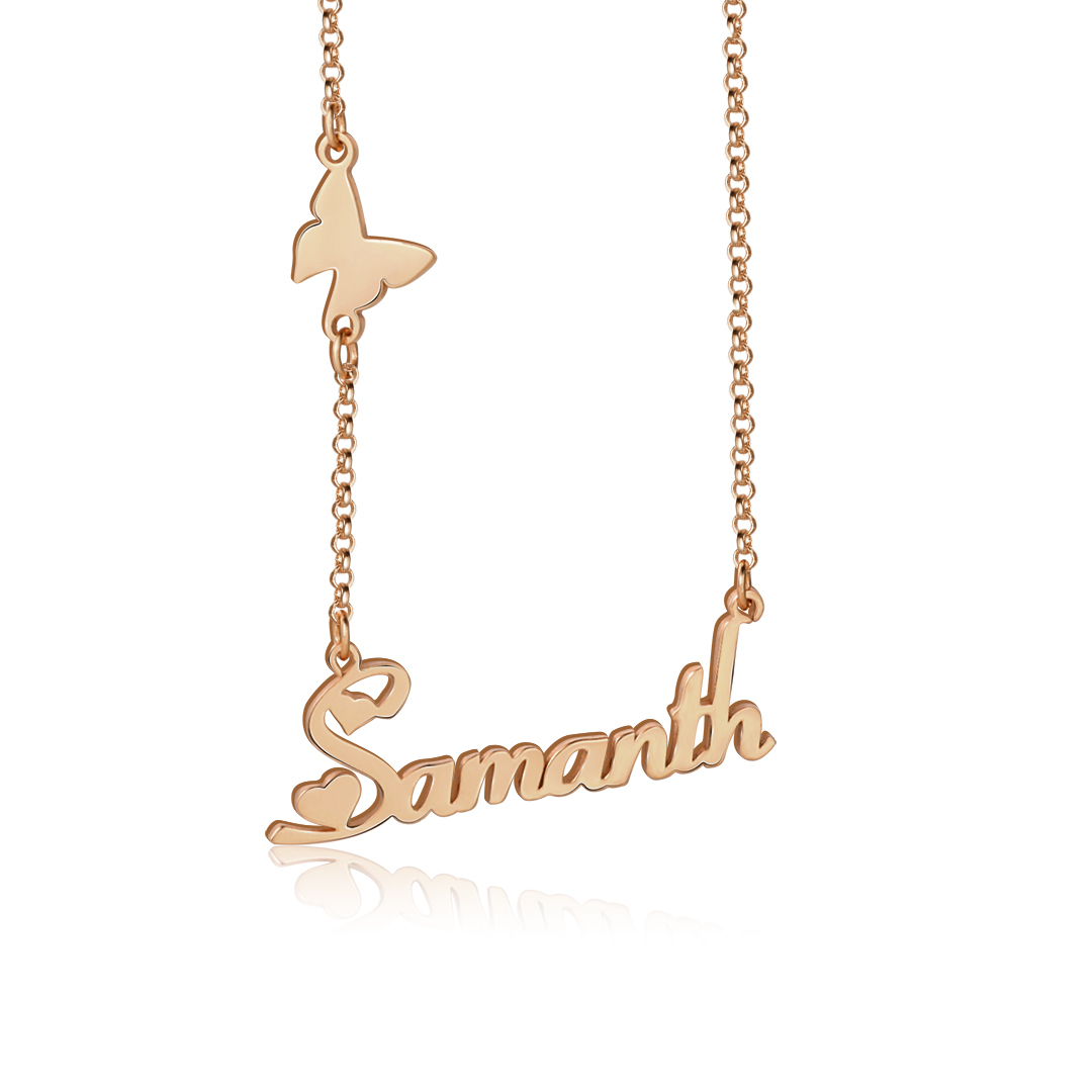 Personalised Butterfly Necklace Custom 1 Name Necklace Gift For Women-Jessemade AU