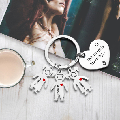 3 Names - Personalised Keychain with Kid Charm Engraved Names Keychain Mother's Day Gift for Mum-Jessemade AU