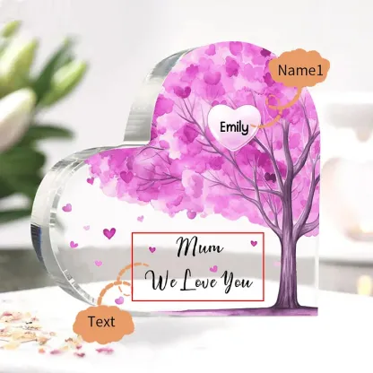 1 Name - Personalised Acrylic Heart Keepsake Custom Text Purple Tree Ornaments Gifts for Grandma/Mother-Jessemade AU