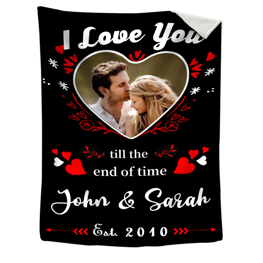 Personalised Couple Blanket Customised 2 Names & Date & Photo Blanket Gift for Him/Her - I Love You Till The End Of Time-Jessemade AU