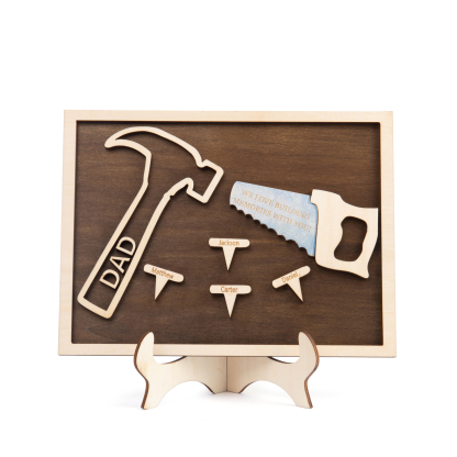 Dad Tool Set Wood Signs Custom 4 Names Father’s Day Handyman Construction Dad Sign-Jessemade AU