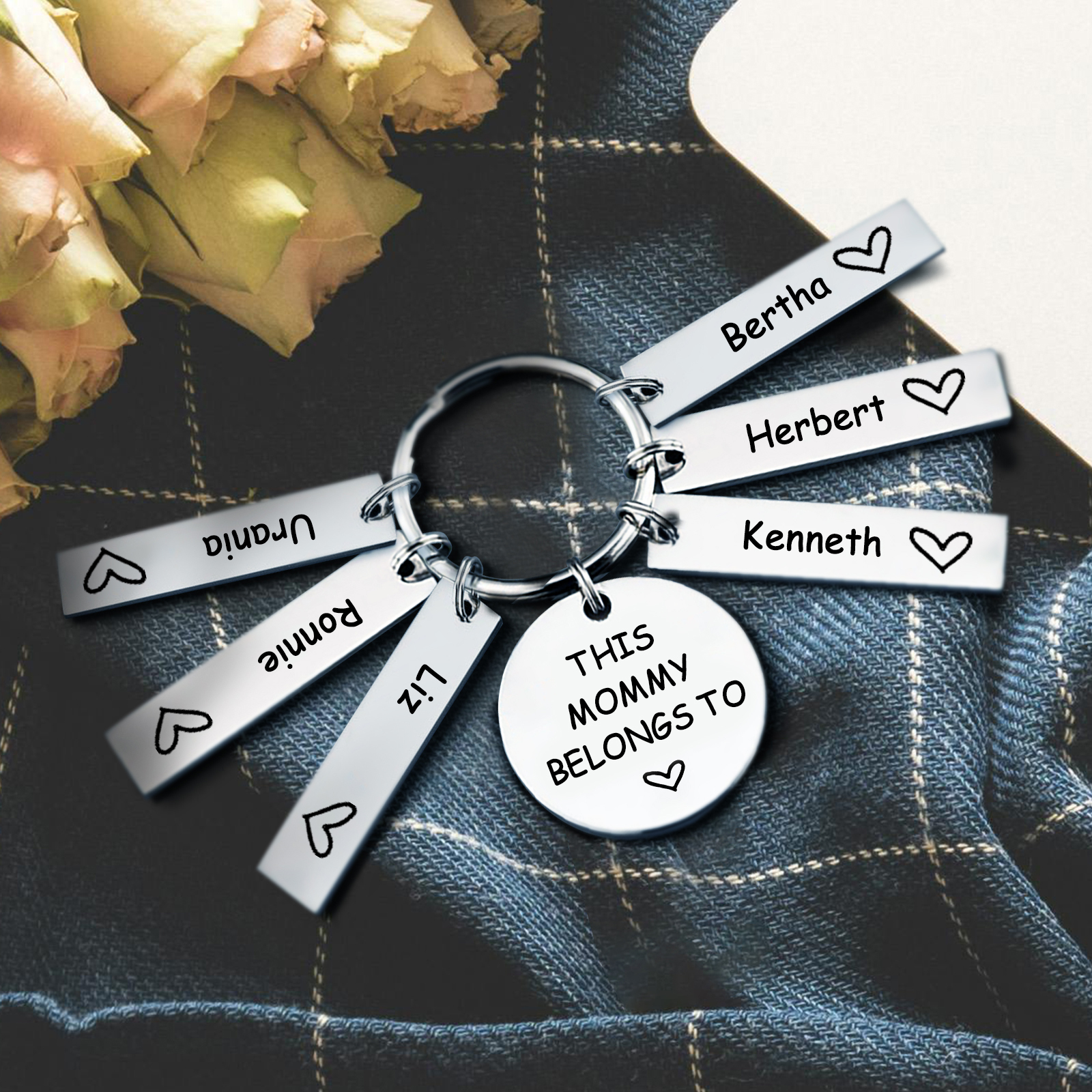6 Names - Personalised Name Keychain Stainless Steel Keychain Special Gift for Mommy/Mummy-Jessemade AU