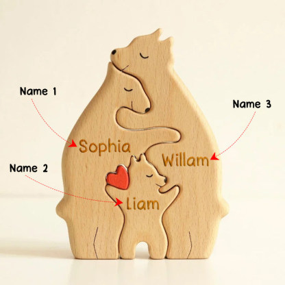 Personalised Wooden Bears Family Puzzle Custom 3 Names Gifts for Family-Jessemade AU