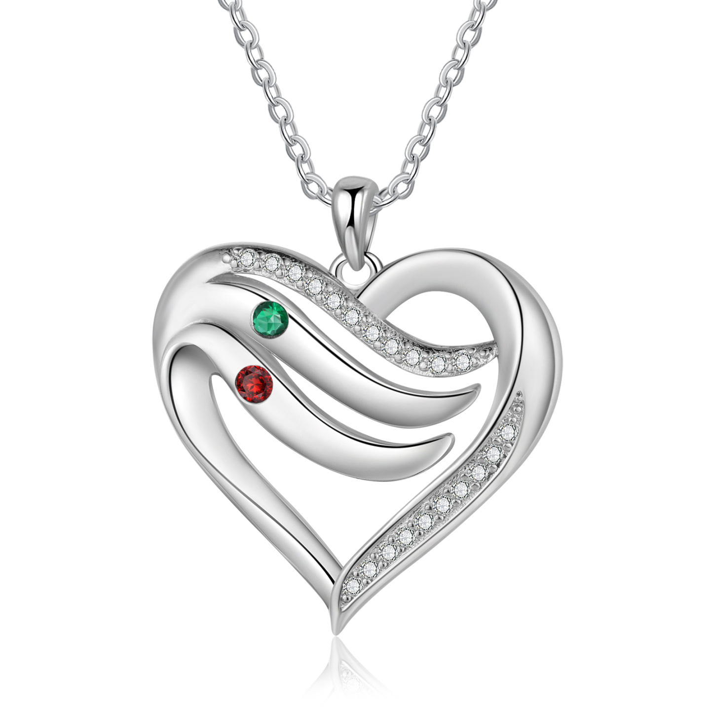 Personalised Intertwined Heart Pendant Necklace Custom 2 Birthstones & 2 Names Necklace Gifts for Her-Jessemade AU