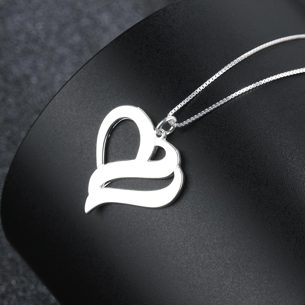 Personalised Double Heart Pendant 2 Names Necklace-Jessemade AU