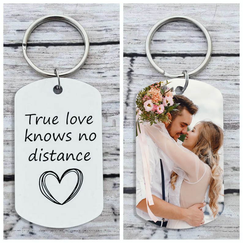 Photo Keychain Personalised Valentines Day Gifts, Ture love knows no distance For Couple-Jessemade AU