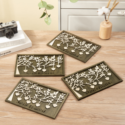 Family Tree Wood Frame Personalised Family Tree Sign Engrave 7 Names Keepsake Gifts-Jessemade AU