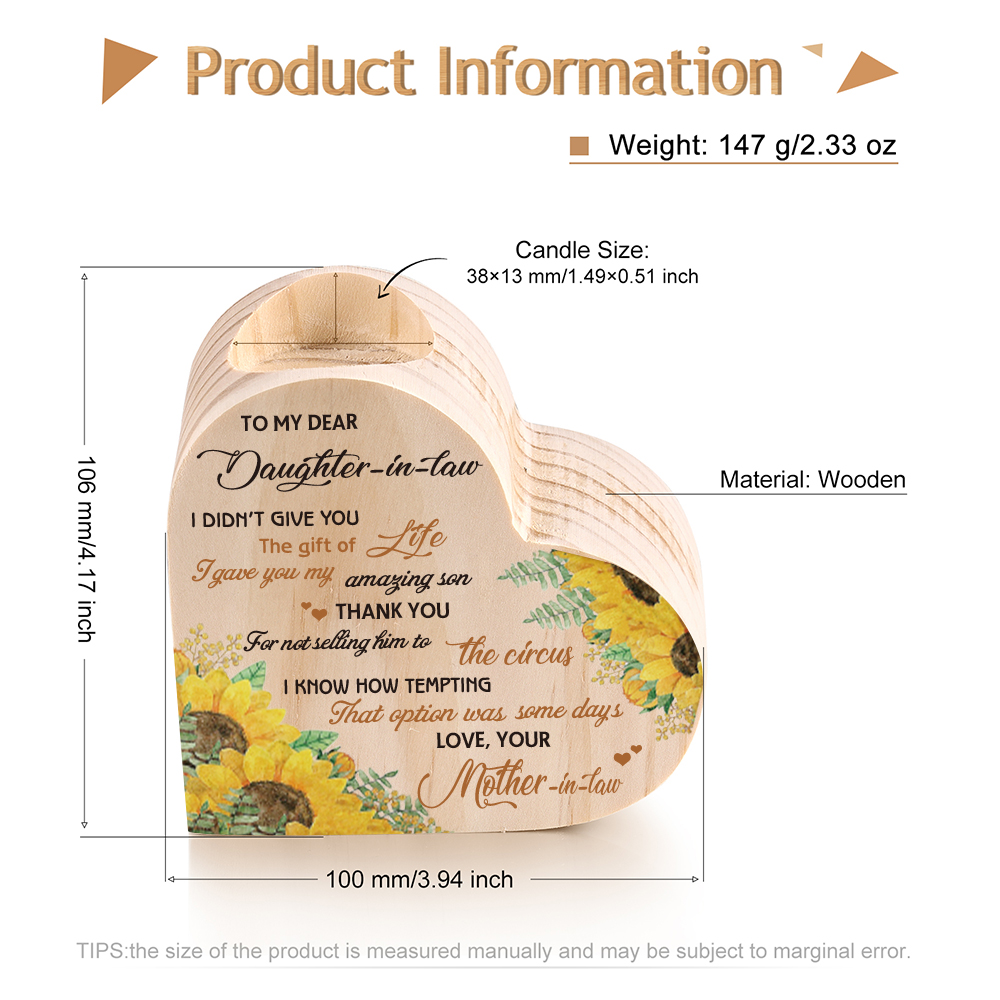 To My Daughter-In-Law Candle Holder I didn't give you the gift of life Wooden Candlestick-Jessemade AU