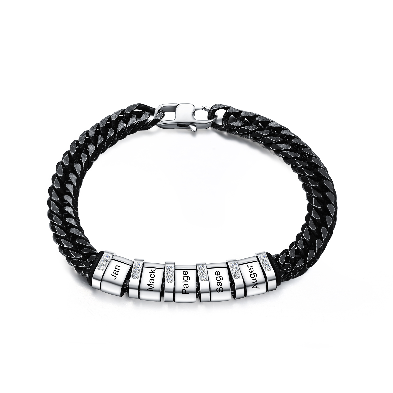 Personalised Black Stainless Steel Bracelet Custom 5 Names Men's Women's Bracelets For Couple-Jessemade AU