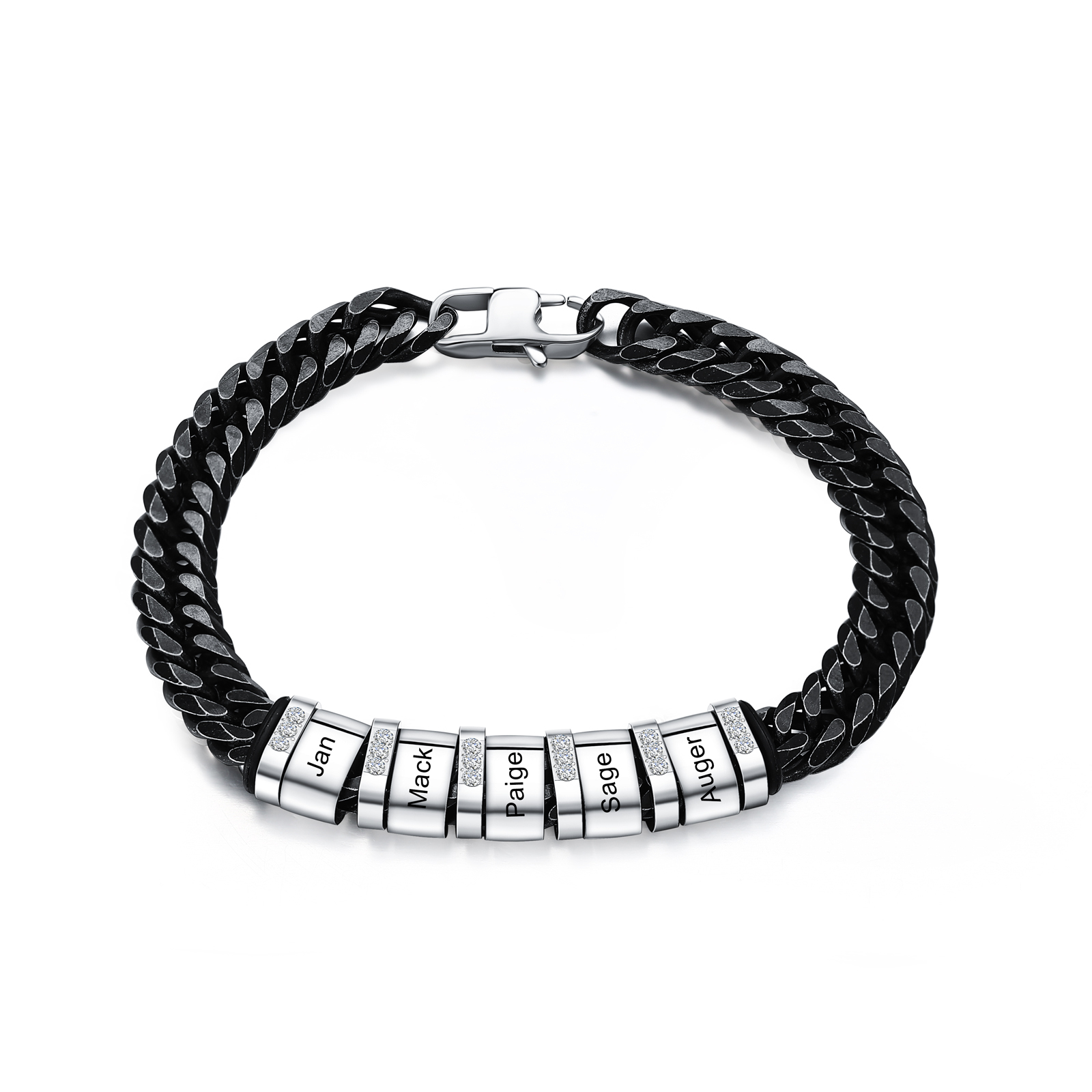 Personalised Cuban Chain Bracelet Customised Name Bracelet with 5 Beads-Jessemade AU