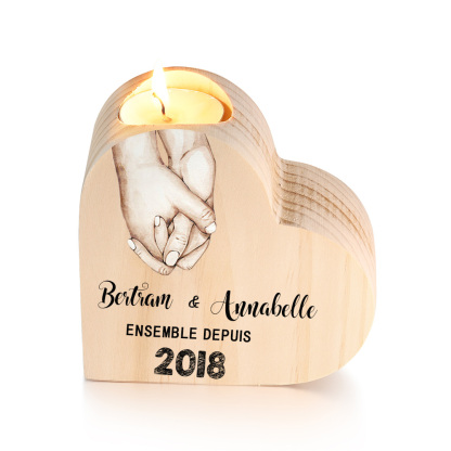 Couple Wooden Heart Candle Holder Hand Gesture Heart Promise Candlesticks-Jessemade AU