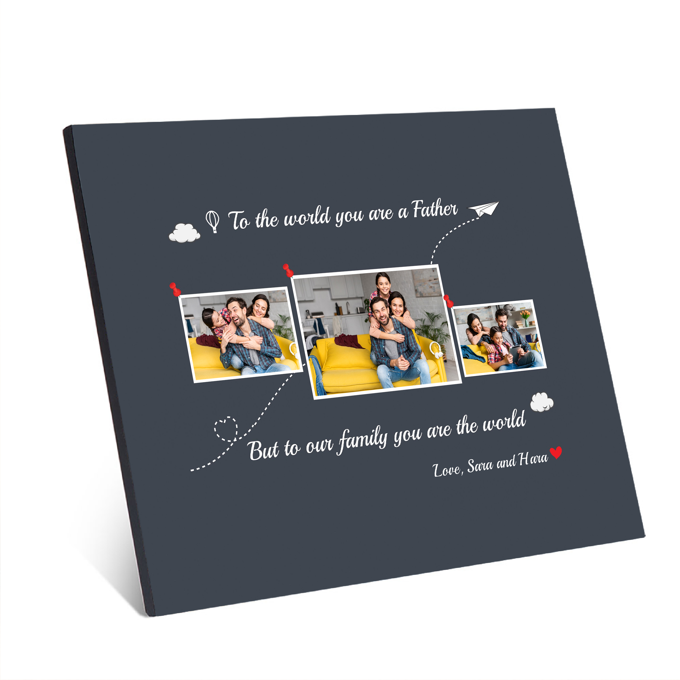 Father's Day Gifts Personalised Photo Frame Wood Signs Keepsake Custom 3 Photos-Jessemade AU