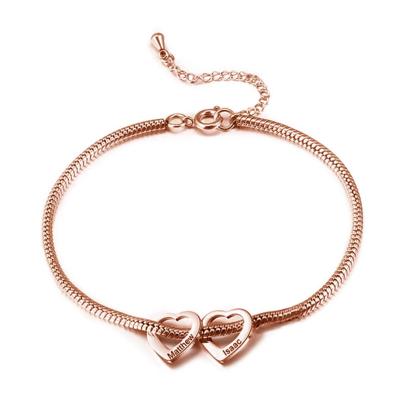 Jessemade Adjustable Personalised Ankle Bracelets for Women Silver 2 Love Heart Charms For Her.-Jessemade AU