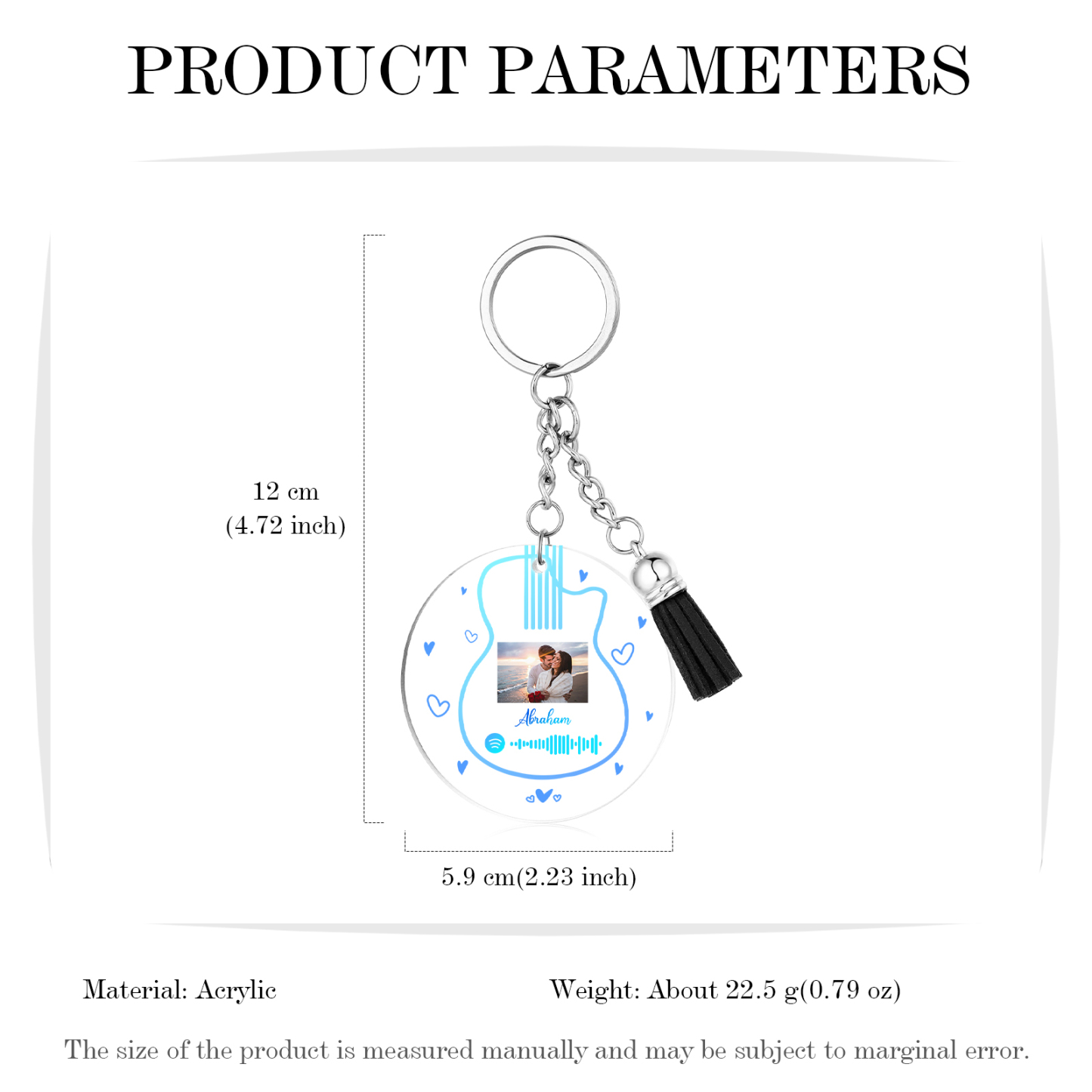 Personalised Spotify Code Keyring Custom Photo & Name Acrylic Scannable Music Keychain Valentine's Day Gift for Couples-Jessemade AU
