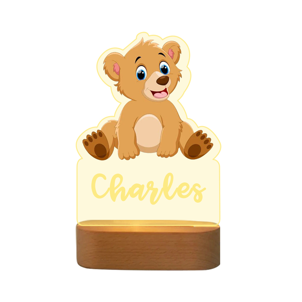 Personalised Name Bear Night Light LED Lamp Gifts For Kids-Jessemade AU