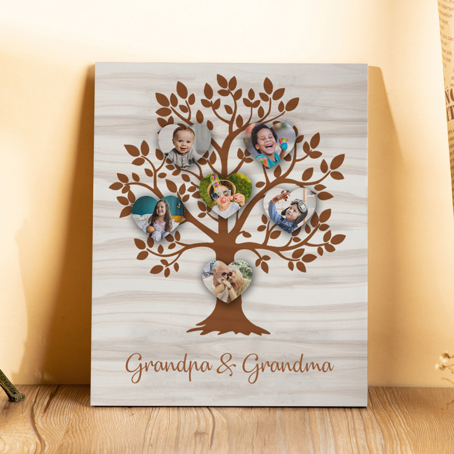 Personalised Photo Family Tree Wood Signs Engrave 6 Photos Frame-Jessemade AU