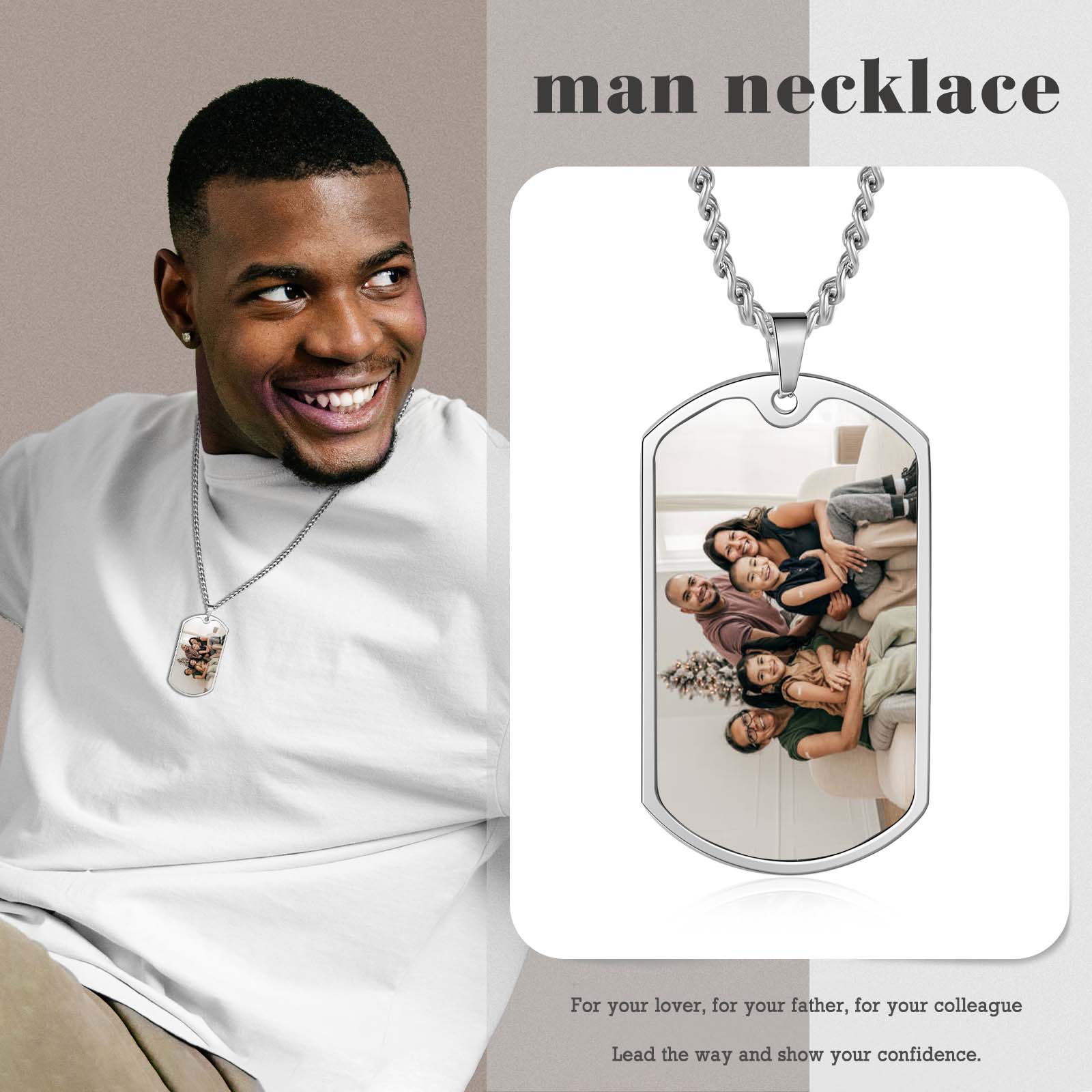 Custom Fist Bump Family Necklace with 5 Kids' Names Personalised Photo Dog Tag Necklace Father's Day Gifts-Jessemade AU