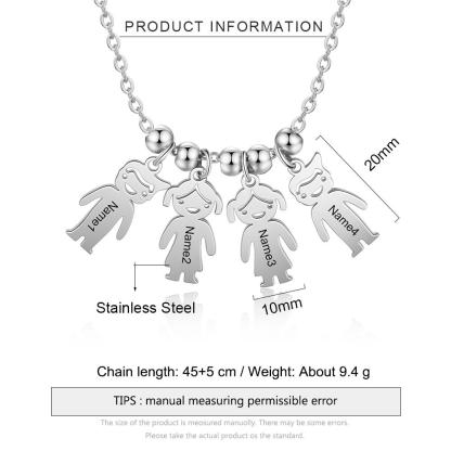Personalised 4 Kids Charm Necklace Engraved Names Gifts for Mother-Jessemade AU
