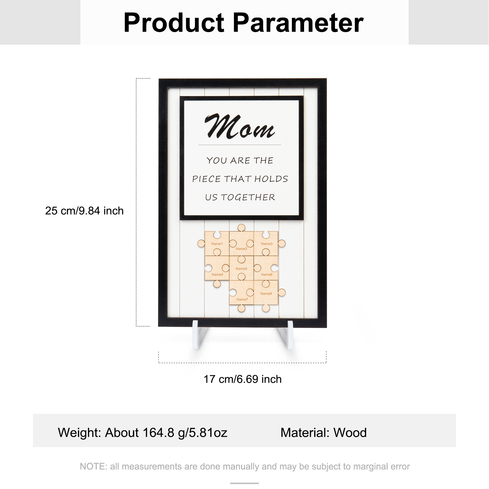 Mom Puzzle Sign Personalised 8 Names Wooden Sign Family Gifts-Mom You Are the Piece that Holds Us Together-Jessemade AU