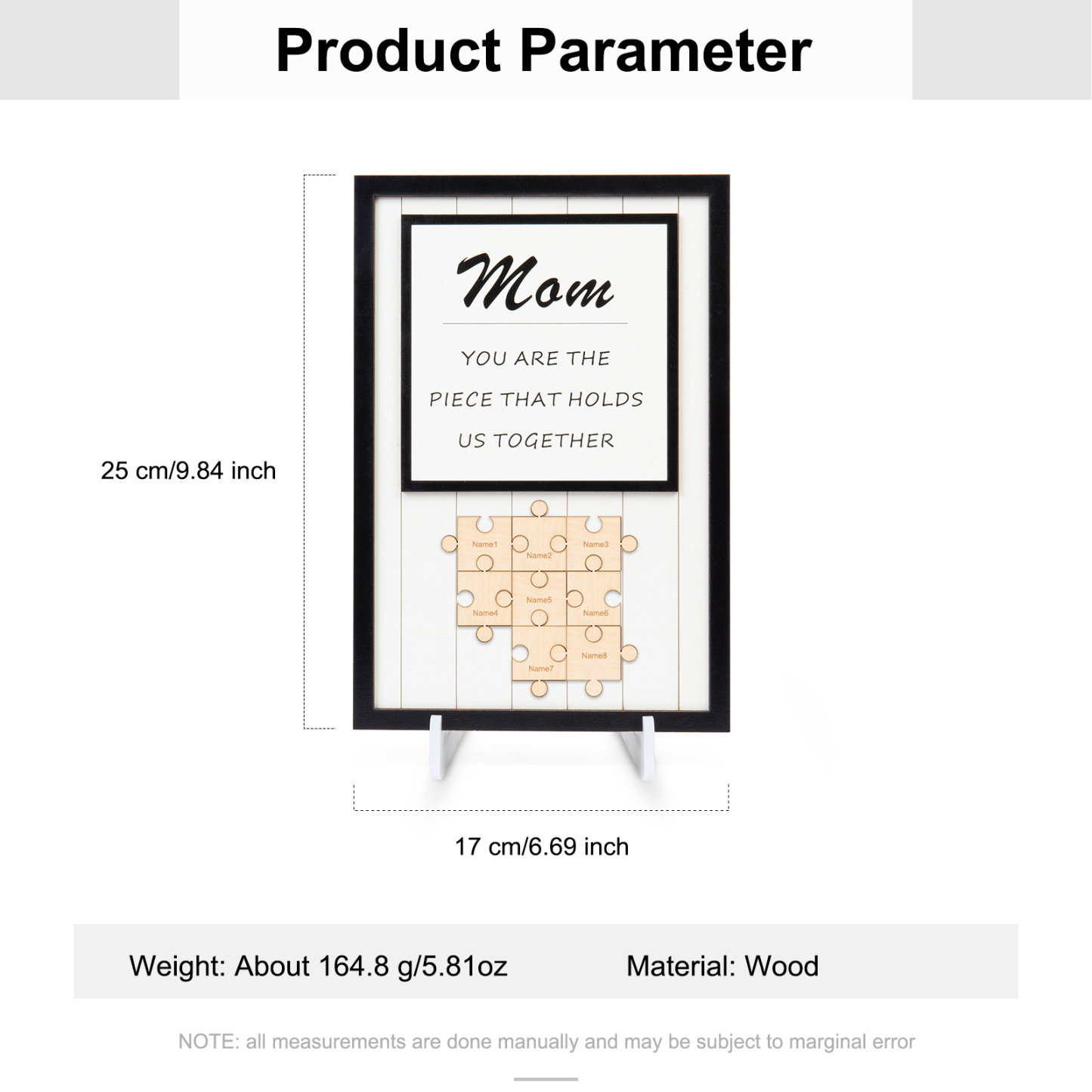 Mom Puzzle Sign Personalised 8 Names Wooden Sign Family Gifts-Mom You Are the Piece that Holds Us Together-Jessemade AU