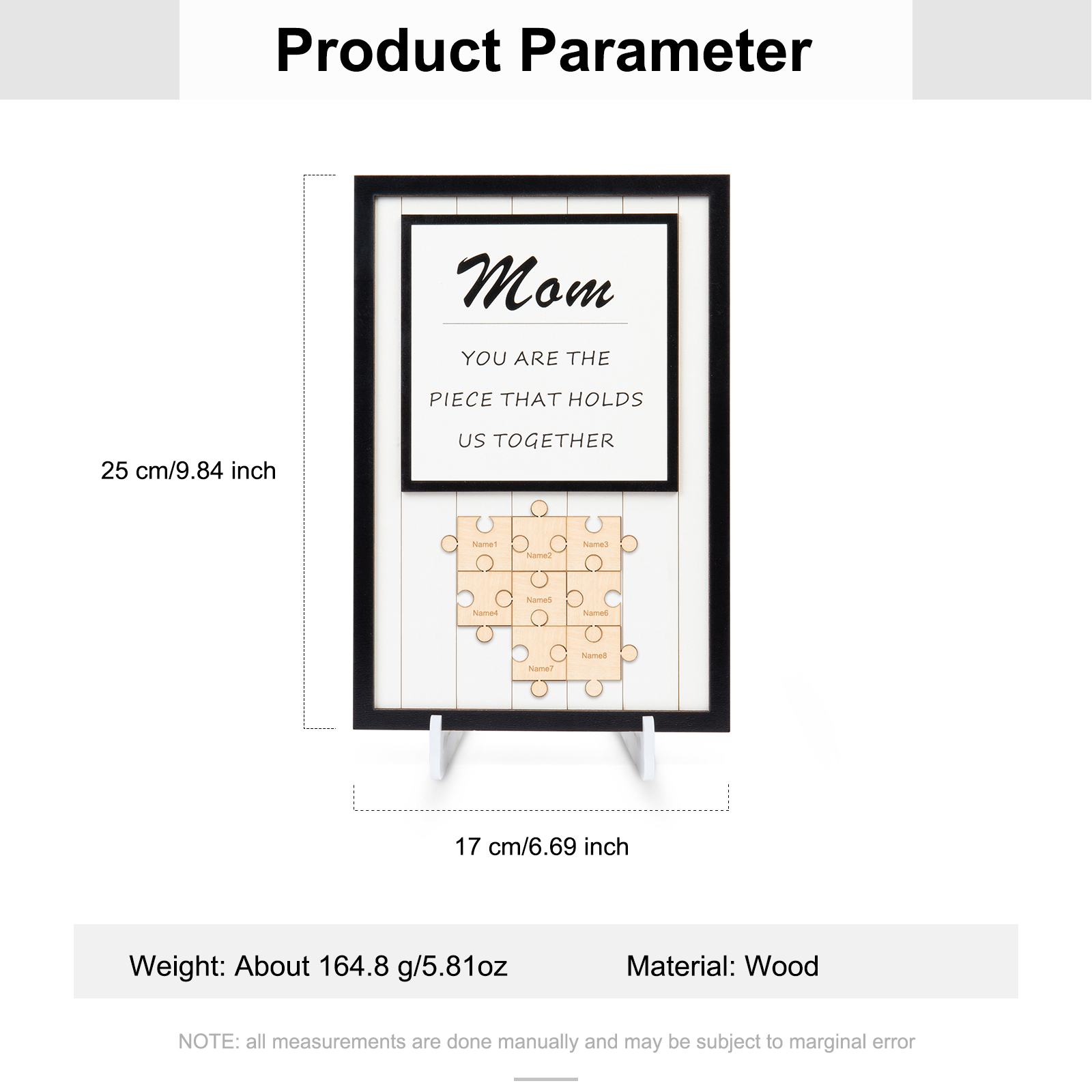 Mom Puzzle Sign Personalised 8 Names Wooden Sign Family Gifts-Mom You Are the Piece that Holds Us Together-Jessemade AU