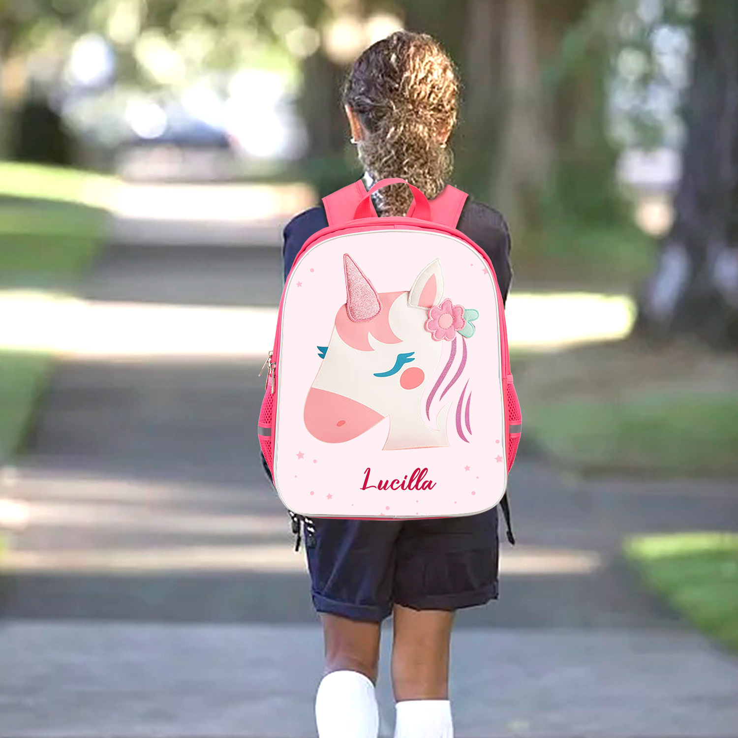 Girls Backpack for School Custom Name Unicorn Backpack Kids Travel Day Bag-Jessemade AU