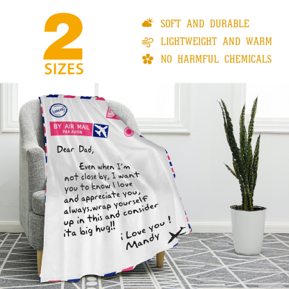 Fleece Blanket Postcard Custom 1 Name Father's Day Gift for Dad-Jessemade AU
