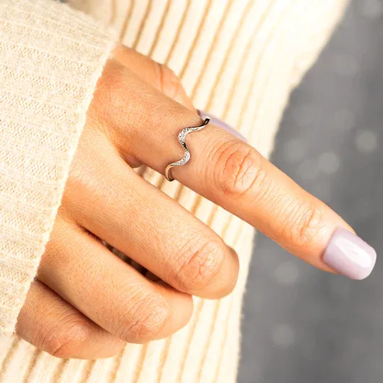 For Daughter-S925 Highs and Lows Minimalist Wave Ring-Jessemade AU