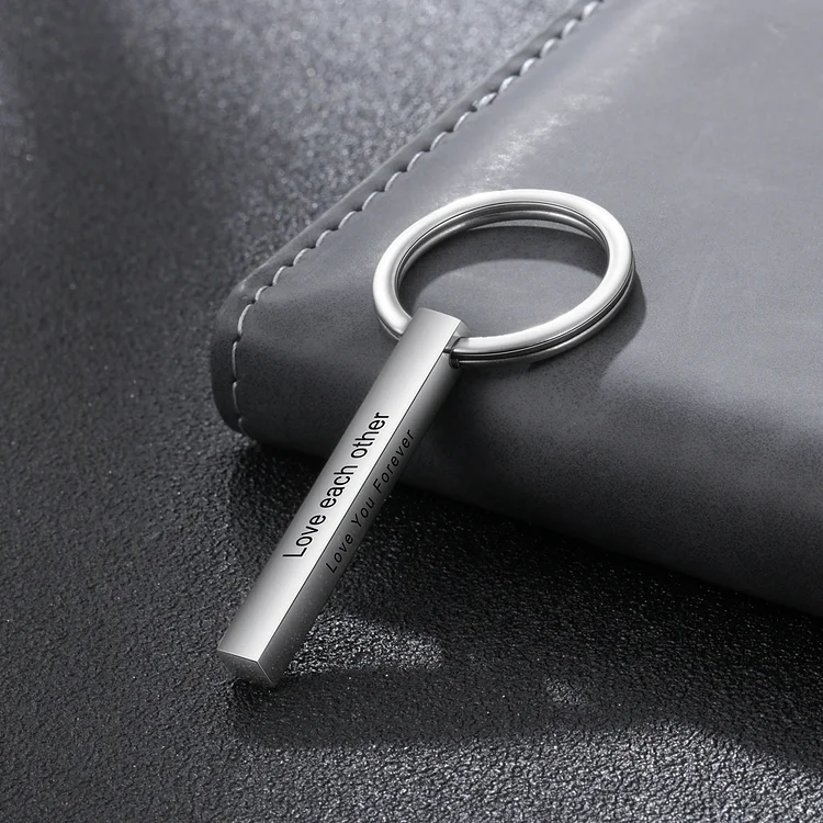 Personalised Stainless Steel Keychain Customised 4 Texts Keyring Gift for Him/Her-Jessemade AU