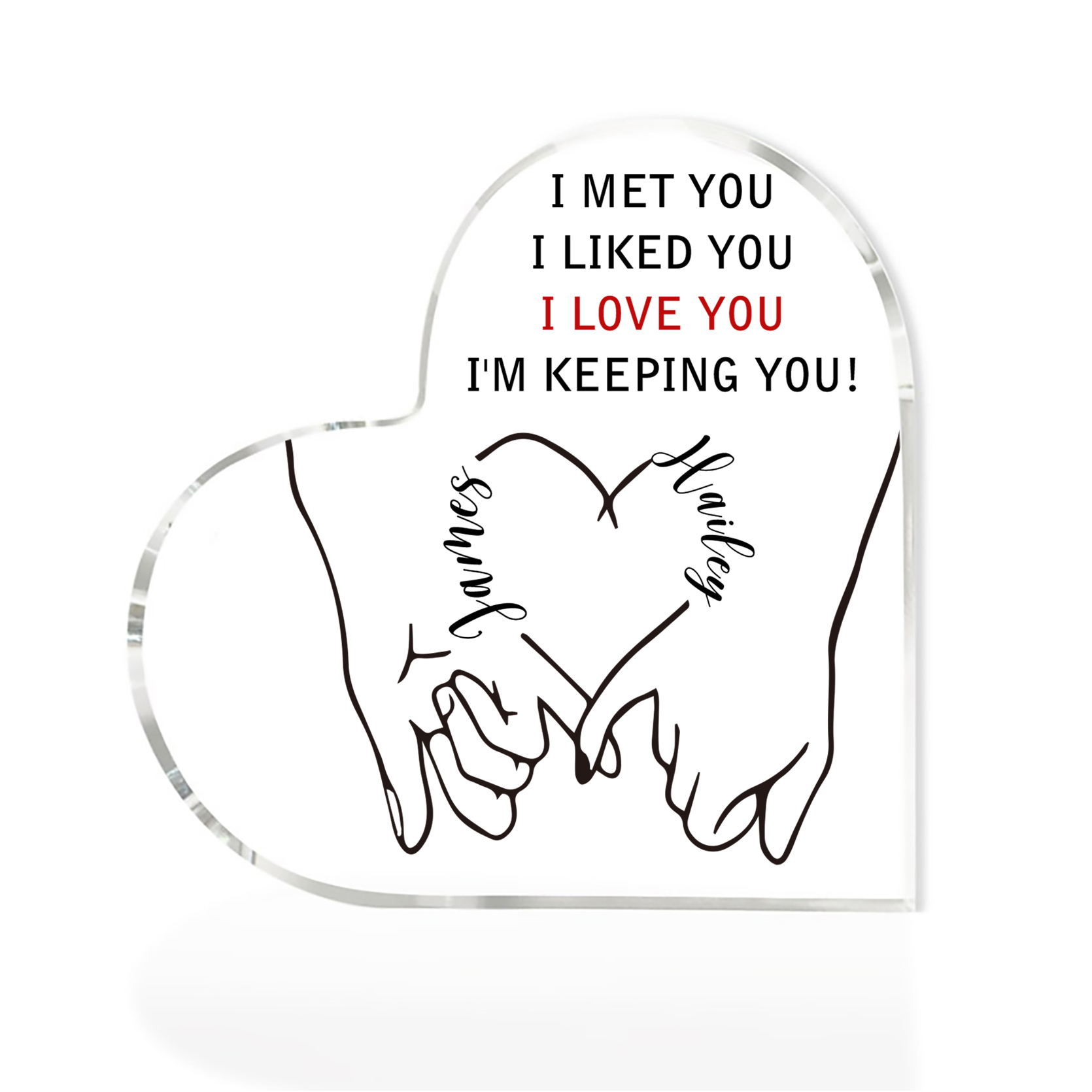 Personalised Couple Acrylic Heart Keepsake Custom 2 Names Ornament Valentine's Day Gift for Wife/Husband-Jessemade AU