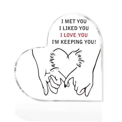 Personalised Couple Acrylic Heart Keepsake Custom 2 Names Ornament Valentine's Day Gift for Wife/Husband-Jessemade AU