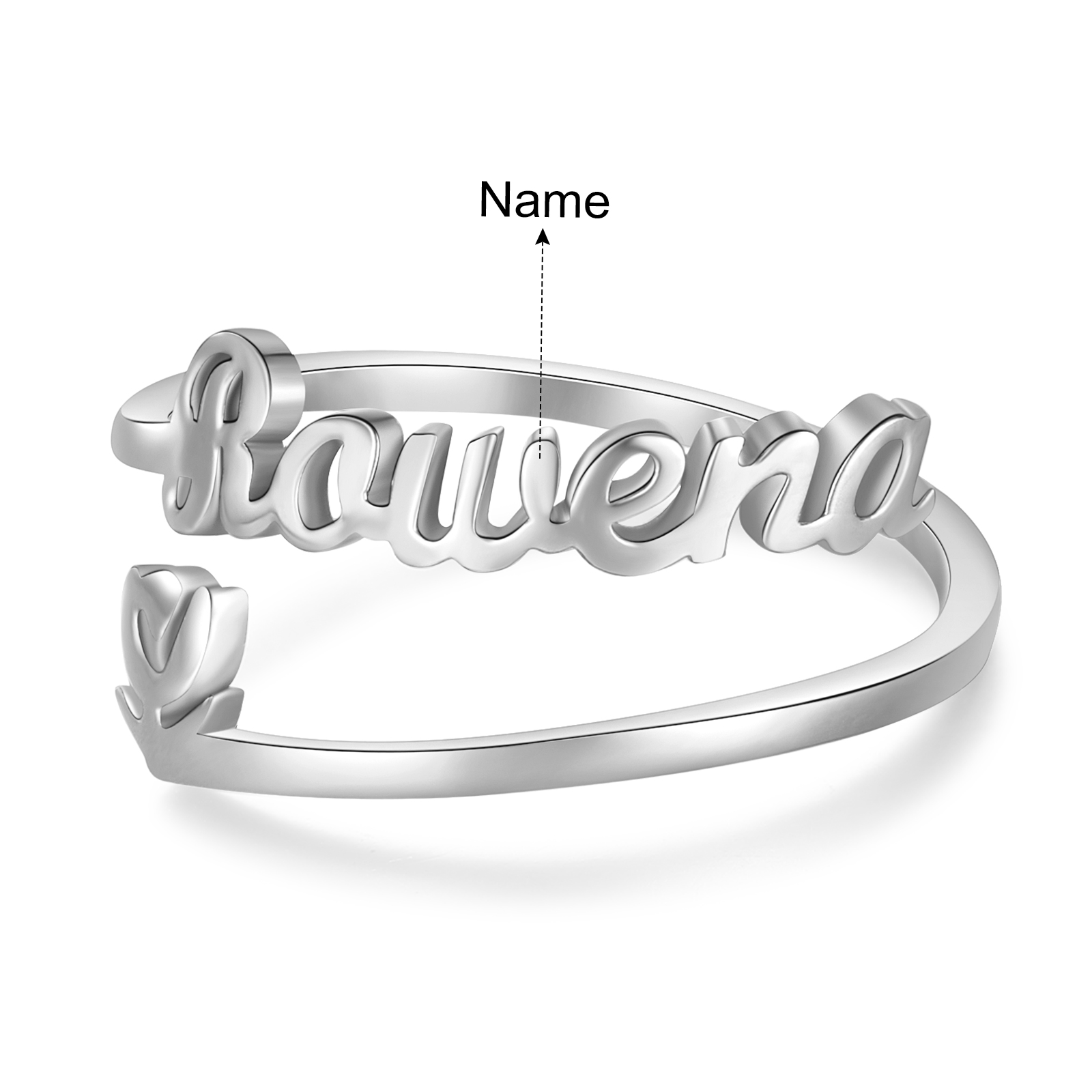 Personalised Name Ring with Heart Custom One Name Classic Rings for Her-Jessemade AU