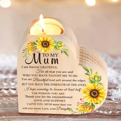 To My Mum Heart Candle Holder Wooden Candlestick Mothers Gifts - Thank You For The Unconditional Love-Jessemade AU
