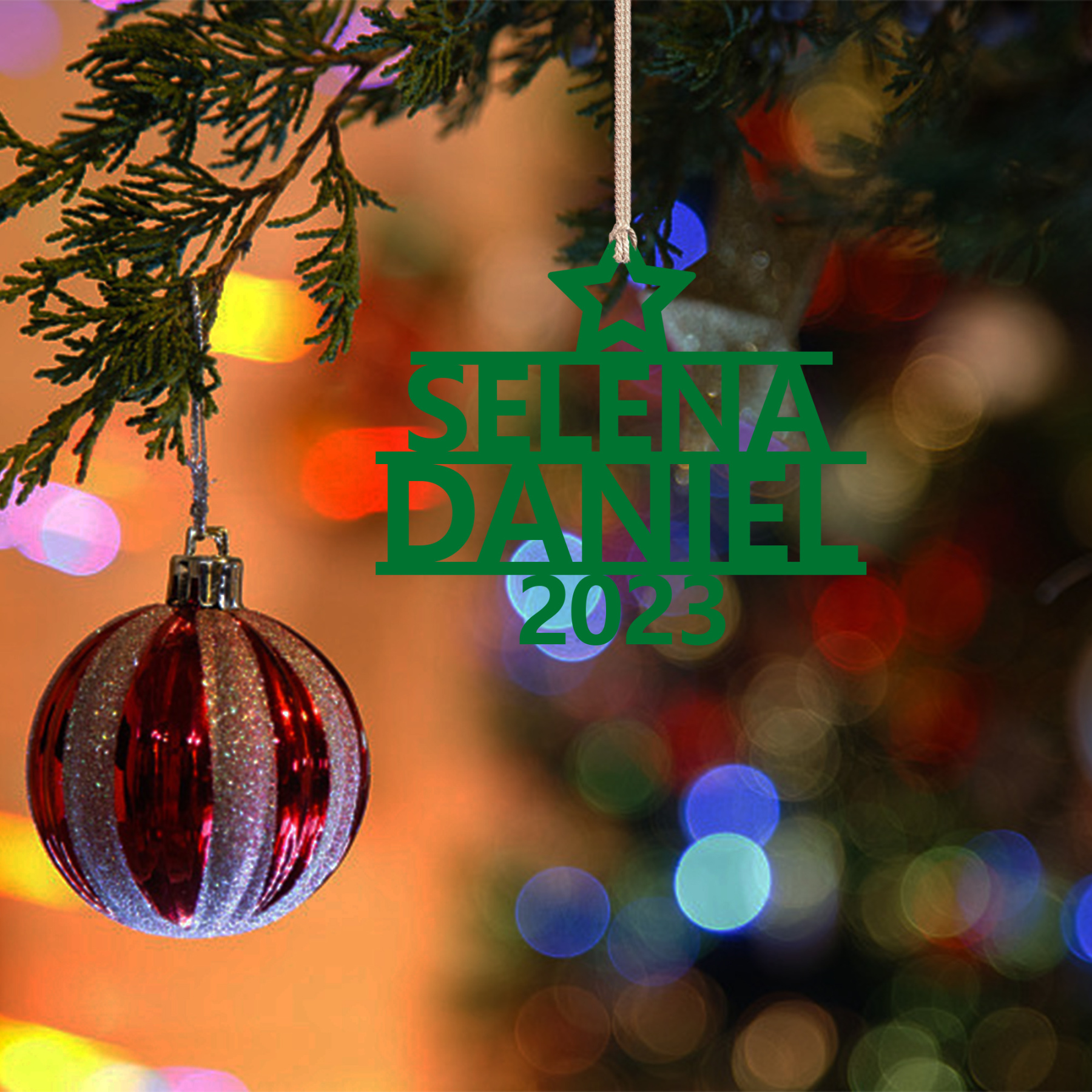 2 Names - Personalised Christmas Tree Ornaments Customised Name Xmas Wooden Decor Gifts for Family Friends-Jessemade AU