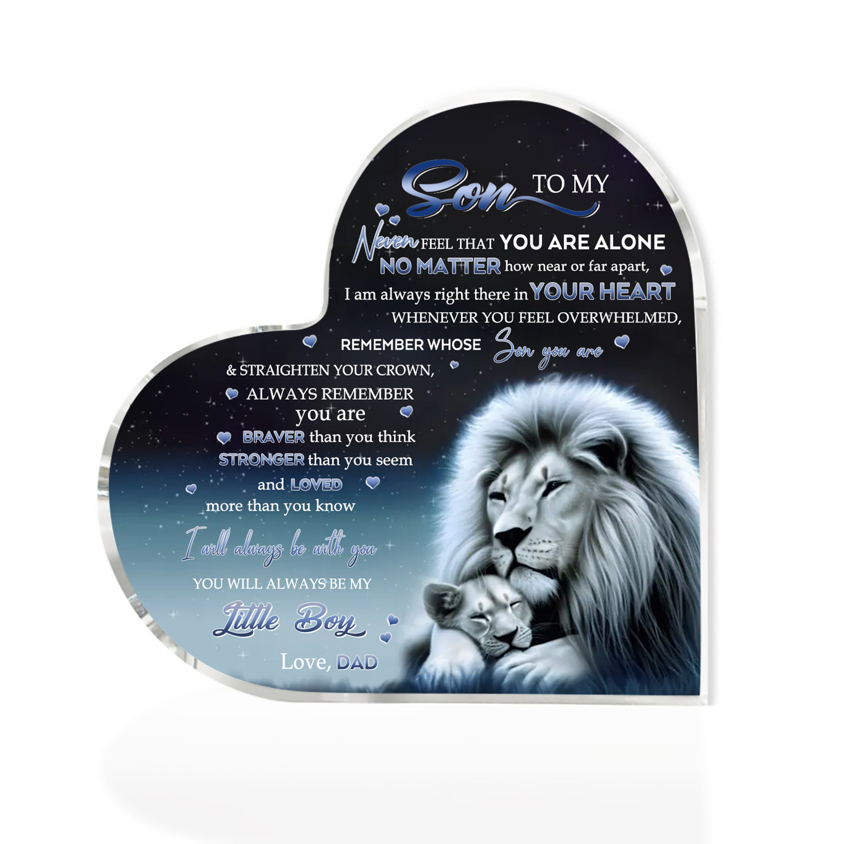 To My Son Acrylic Heart Keepsake Dad to Son Heart Ornament - You Will Always Be My Little Boy-Jessemade AU