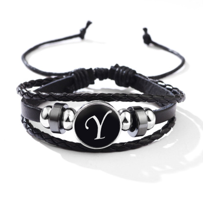 26 Letter Leather Braided Bracelets A-Z Initial Alphabet Beaded Bracelet Gifts for Women Men-Jessemade AU