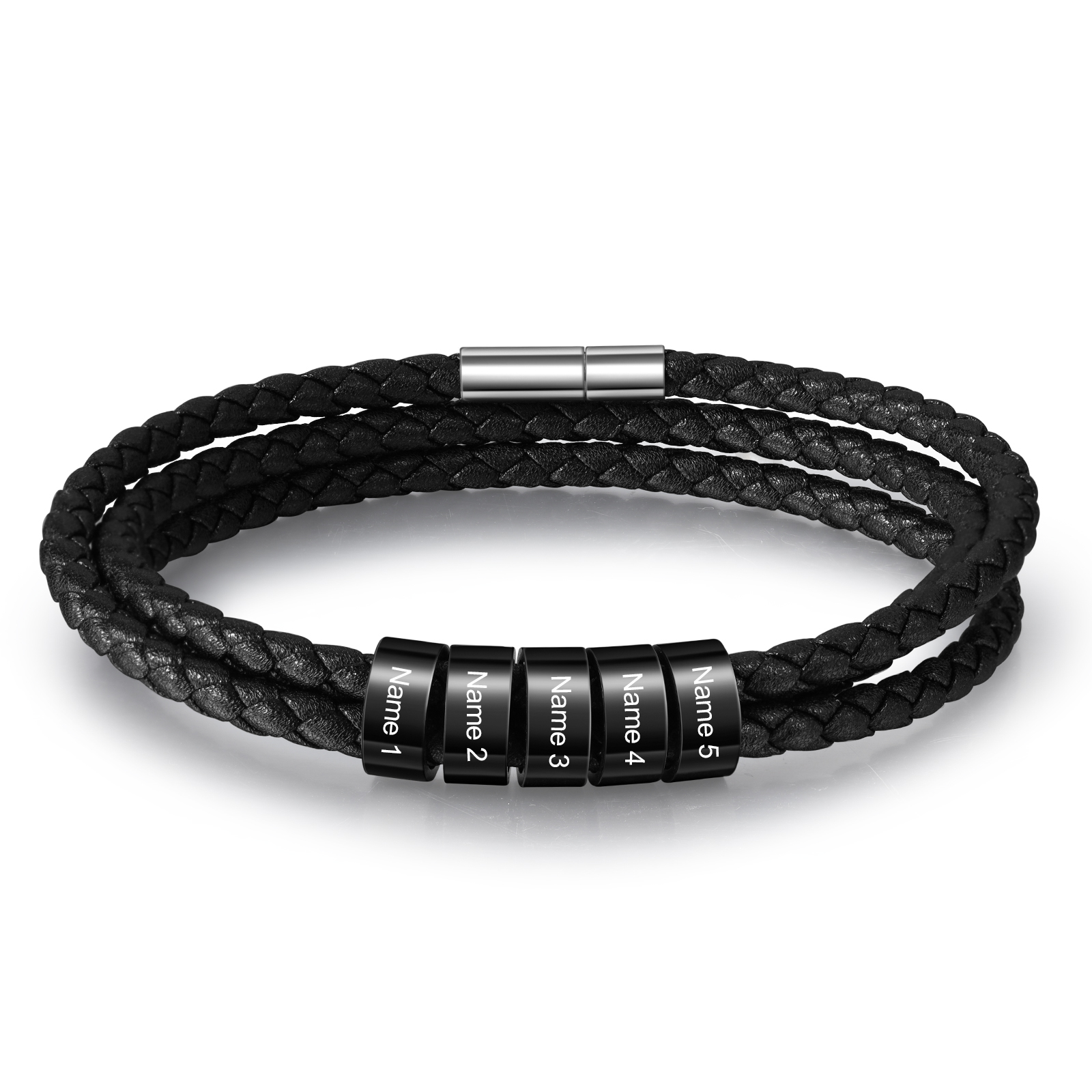 Father's Day Gift Men Braided Leather Bracelets with 5 Beads Bracelet Gifts for Him-Jessemade AU