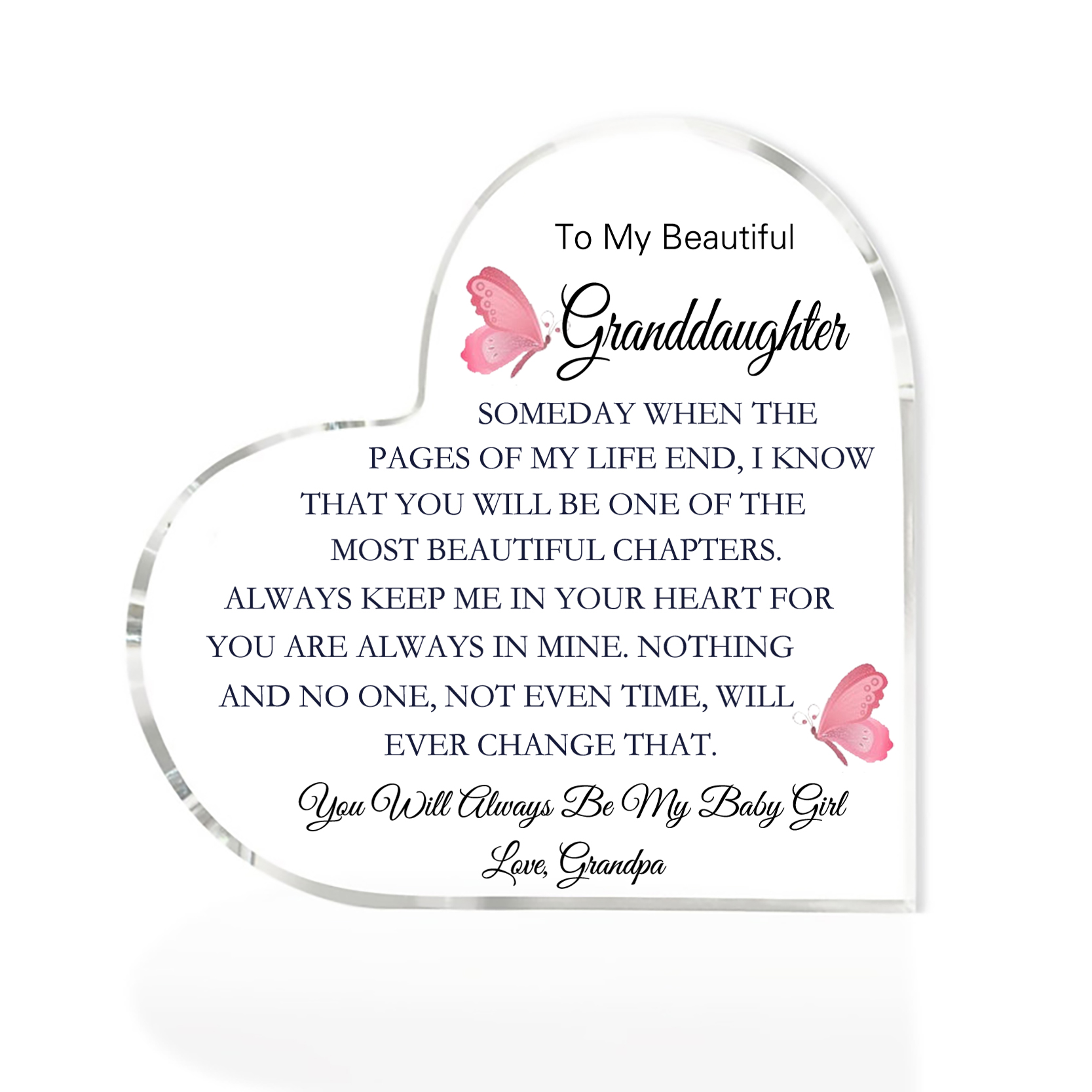 To My Grandson Acrylic Heart Keepsake To My Granddaughter Heart Ornament - You Will Always Be My Baby Girl/Boy-Jessemade AU