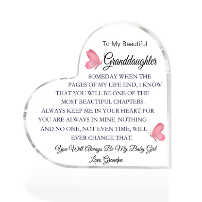To My Granddaughter Acrylic Heart Keepsake To My Grandson Heart Ornament - You Will Always Be My Baby Girl/Boy-Jessemade AU